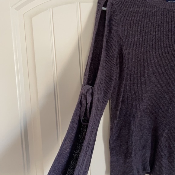 American Eagle Purple Bow Sleeve Sweater - Picture 2 of 4